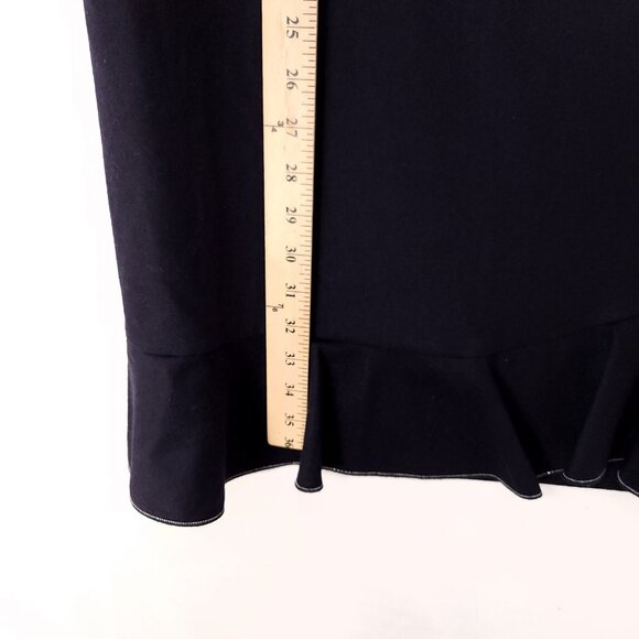 Fabiana Filippi Merino Wool Cashmere Dress Size 12 Blue Ruffle Shift Beads Trim - Picture 8 of 13